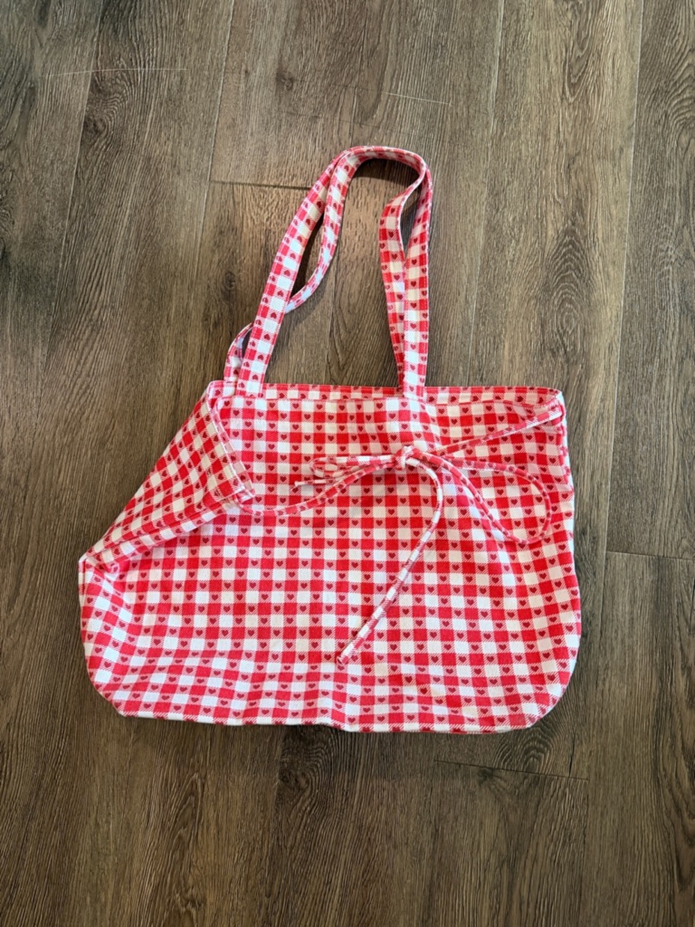 Americana Heart Gingham Canvas Tote Bag. Wild Fable